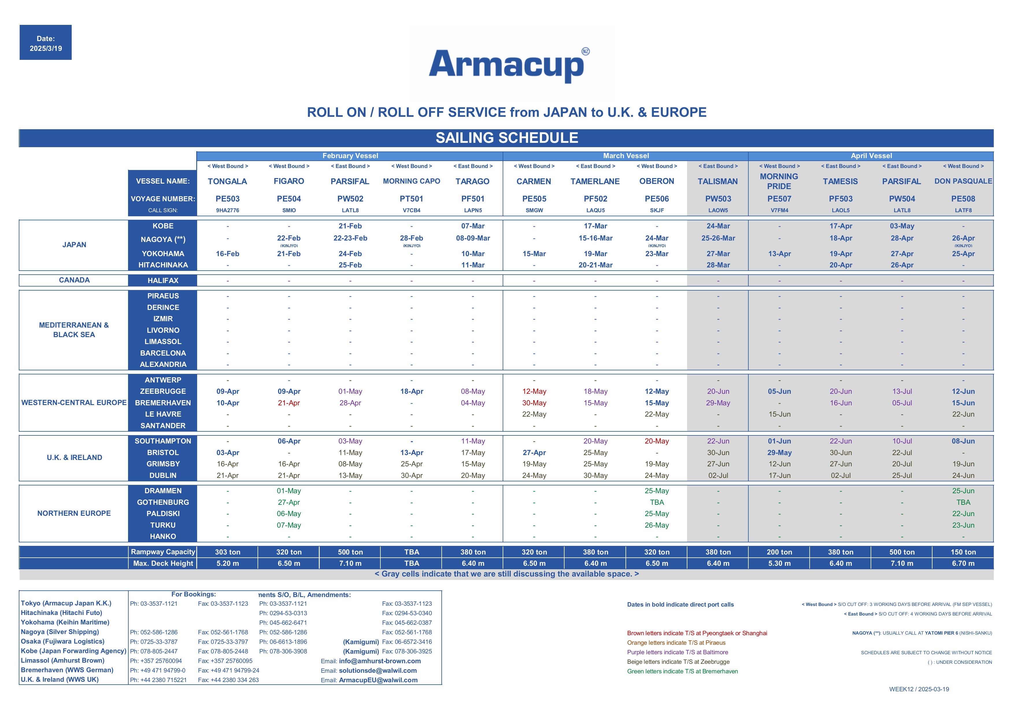 SailingScheduleEurope2025.03.19